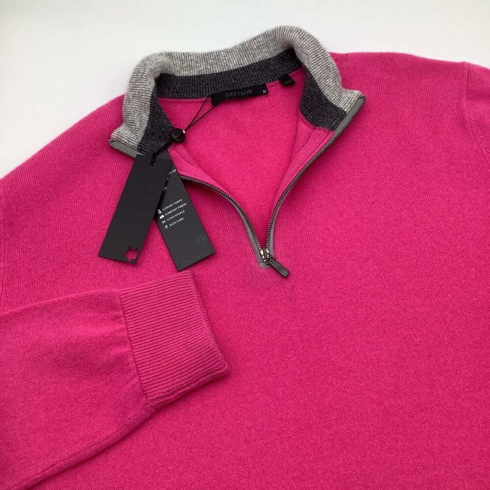 Greyson Mens Sebonack Cashmere Wool Blend 1/4 Zip Golf Pullover Size Medium NWT